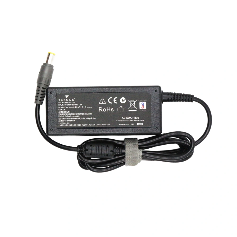Teksus Laptop Adapter Compatible For Lenovo 65w | 20v/3.25a | 7.9mm x 5.5mm Big Pin view 2